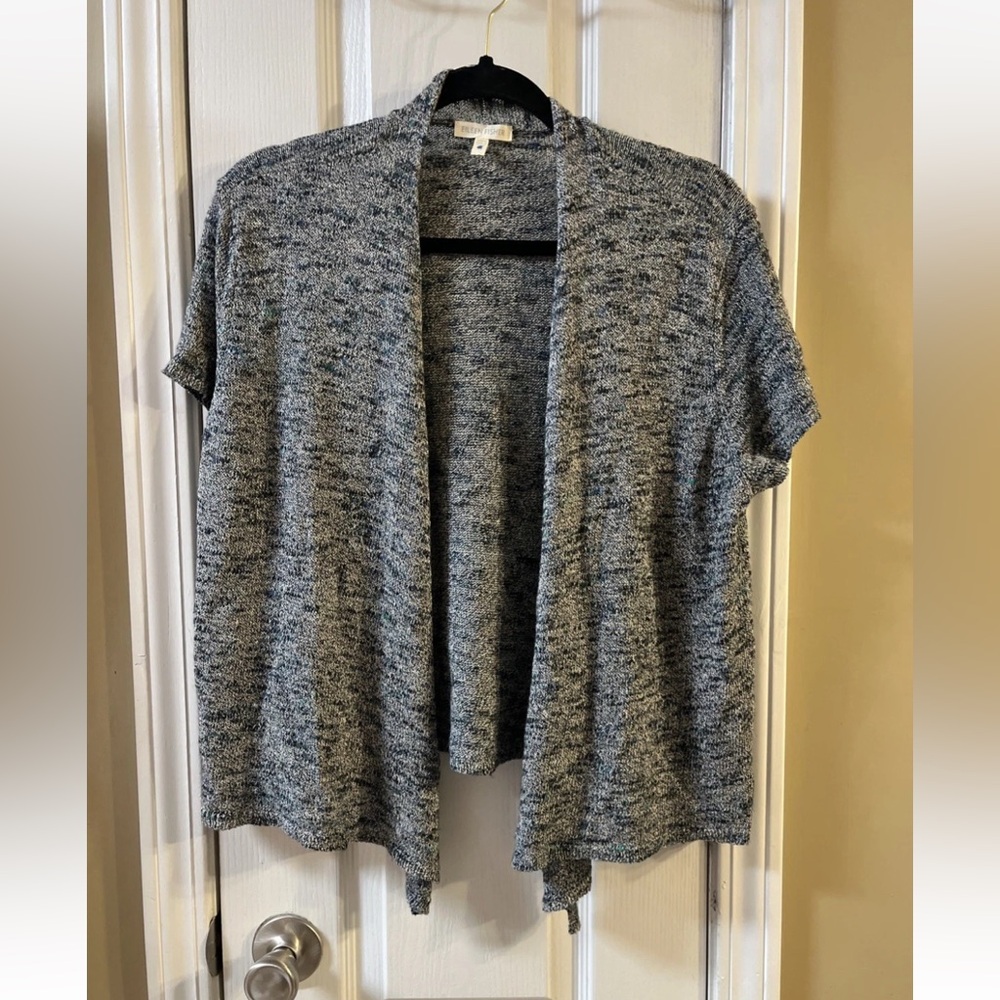Eileen Fisher Linen Blend Open Cardigan XL Blue Gray Laganlook Gray Laganlook